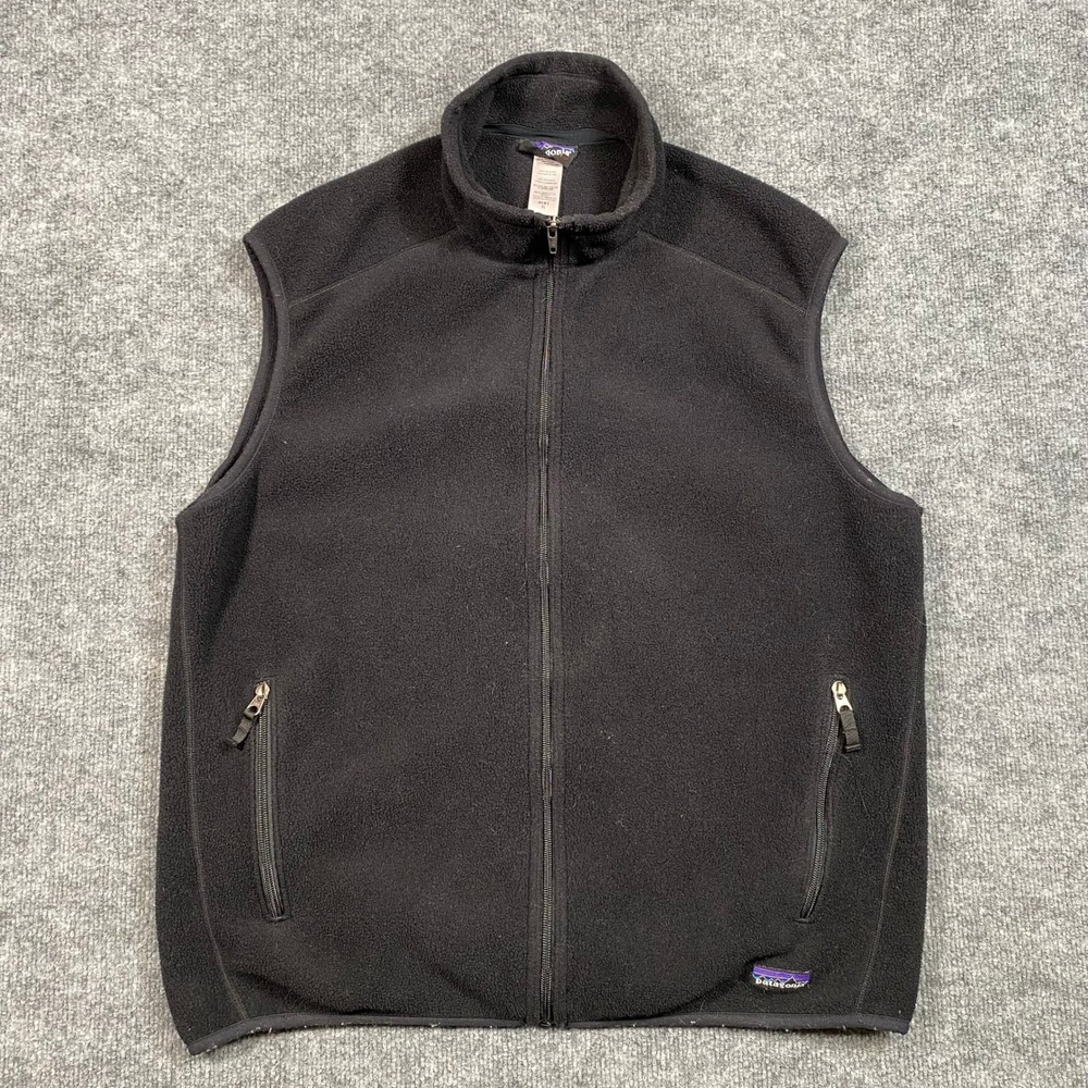 Patagonia Synchilla Fleece Vest Mens XL Black Full Zip Outdoor‎ Hiking Layering